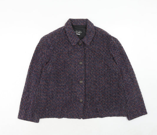 Requirements Womens Purple Geometric Jacket Size L Button