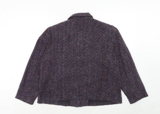 Requirements Womens Purple Geometric Jacket Size L Button