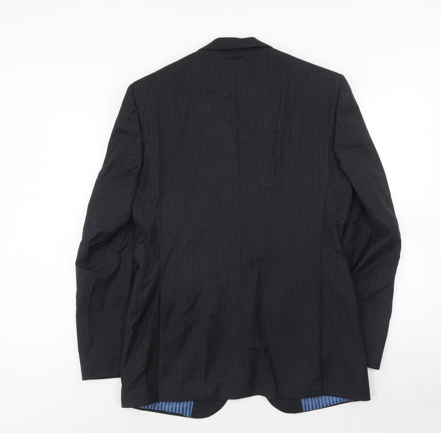 Marks and Spencer Mens Grey Striped Wool Jacket Suit Jacket Size 38 Regular