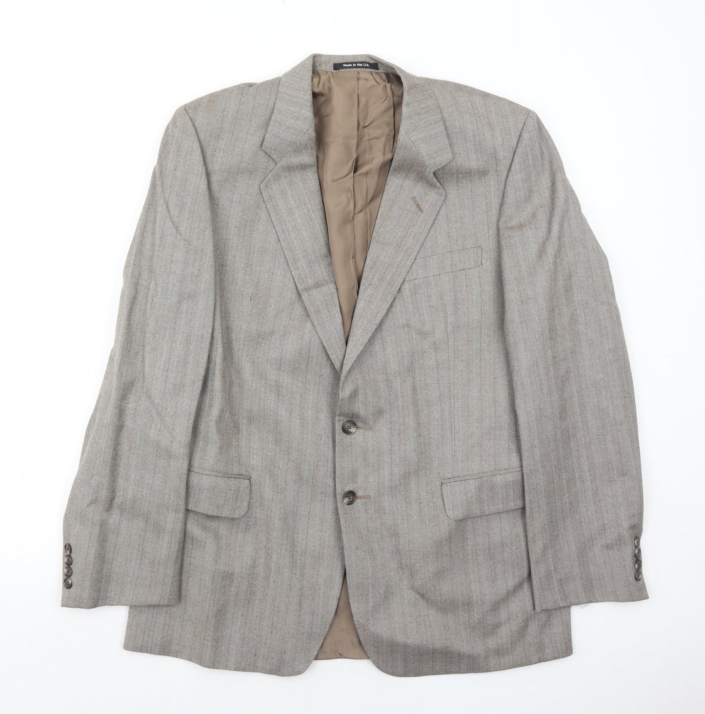 Marks and Spencer Mens Brown Striped Wool Jacket Suit Jacket Size 42 Regular