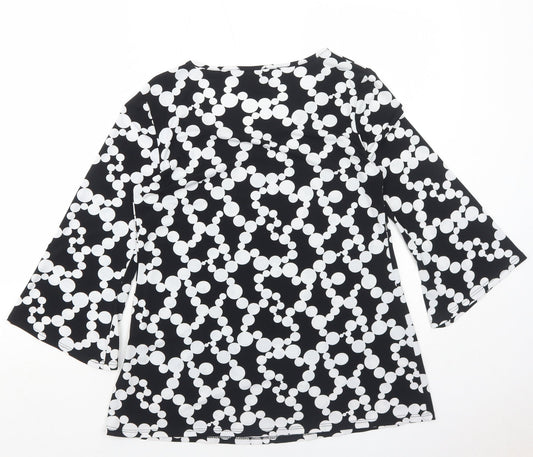 Antthony Womens Black Polka Dot Polyester Basic T-Shirt Size XS Round Neck