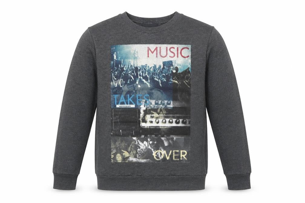 Topman Mens Grey Polyester Pullover Sweatshirt Size S - Music Takes Over
