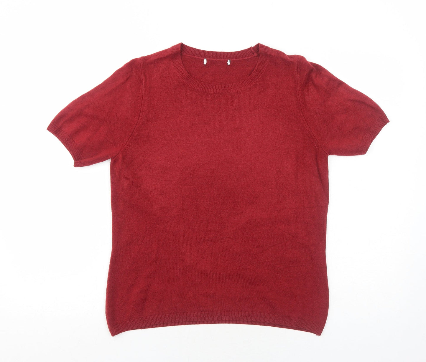 Marks and Spencer Womens Red Round Neck Acrylic Pullover Jumper Size 12