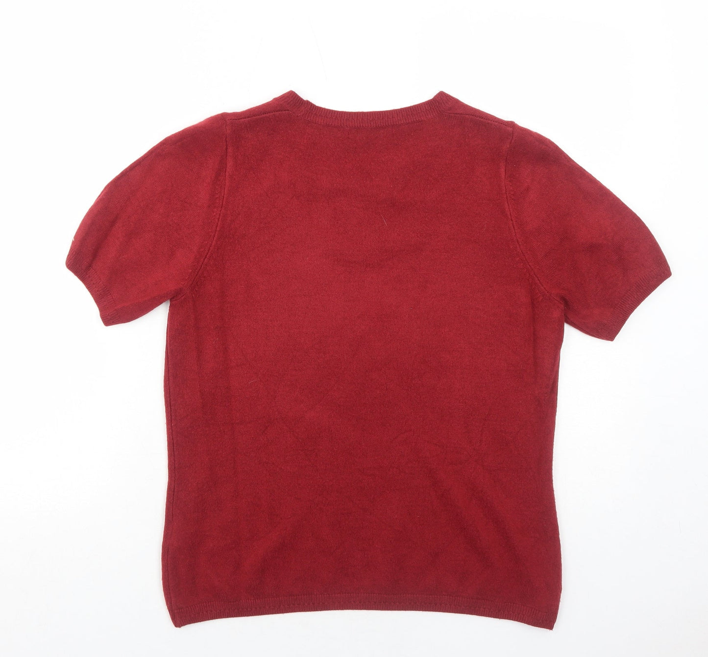Marks and Spencer Womens Red Round Neck Acrylic Pullover Jumper Size 12