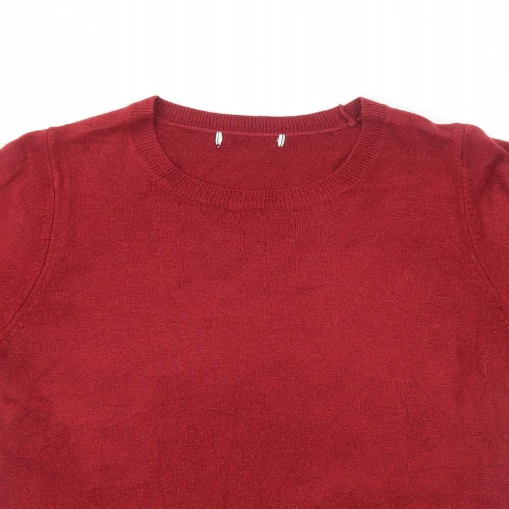 Marks and Spencer Womens Red Round Neck Acrylic Pullover Jumper Size 12