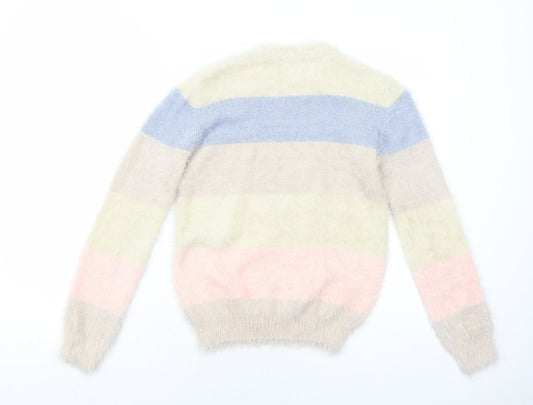 Feva Diva Girls Multicoloured Round Neck Striped Nylon Pullover Jumper Size 13 Years Pullover