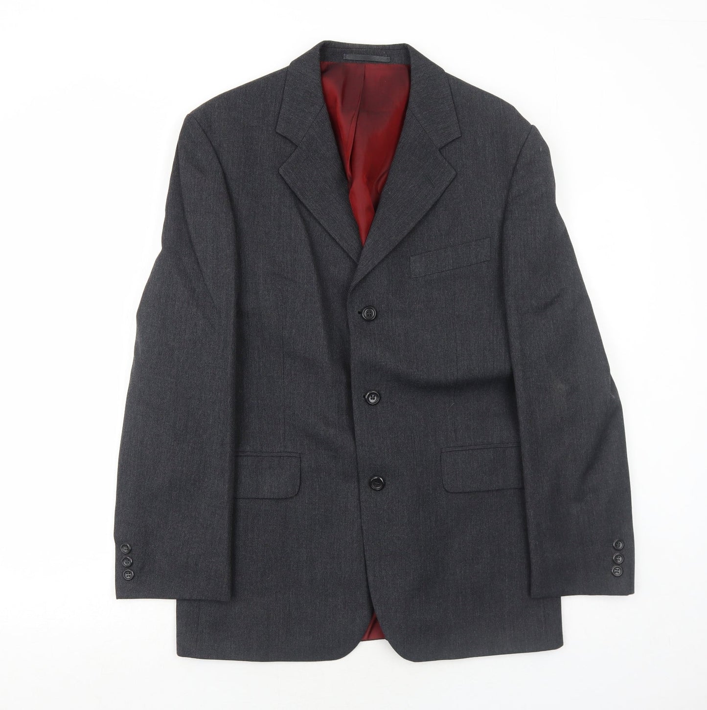 Business Solutions Mens Grey Polyester Jacket Suit Jacket Size 40 Regular