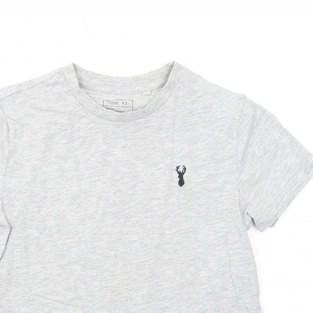NEXT Boys Grey Cotton Basic T-Shirt Size 9 Years Round Neck Pullover