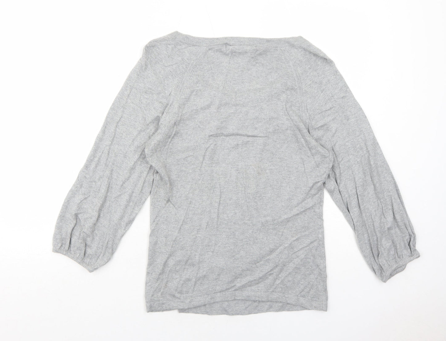 Alex&Co Womens Grey Round Neck Cotton Pullover Jumper Size 10
