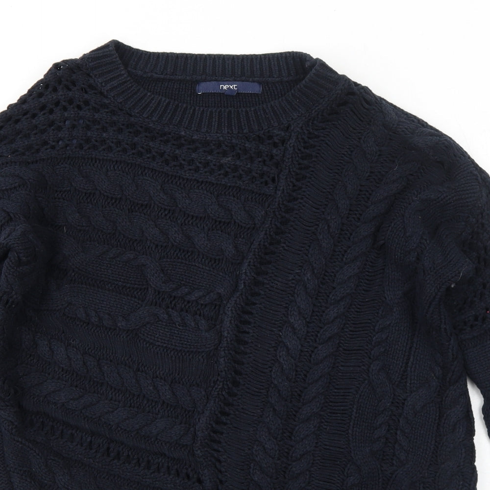 NEXT Womens Blue Round Neck Cotton Pullover Jumper Size M