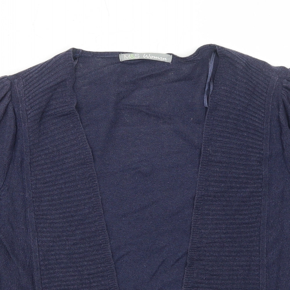 Marks and Spencer Womens Blue V-Neck Viscose Cardigan Jumper Size 12
