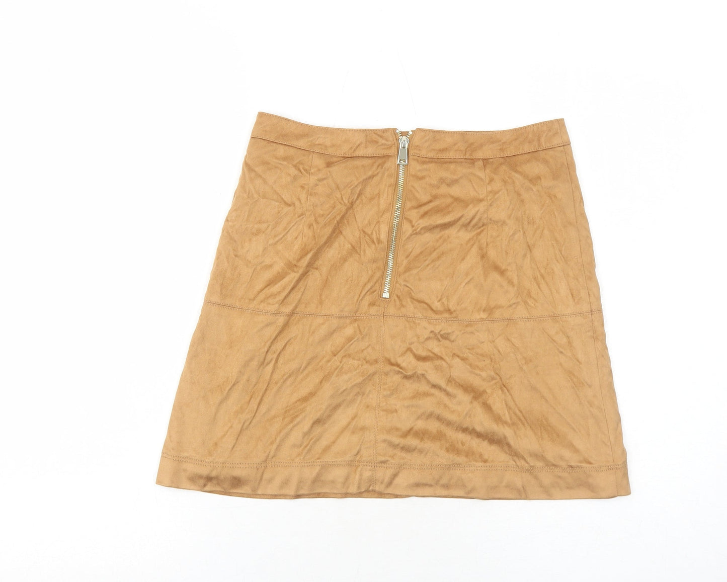 River Island Womens Brown Polyester A-Line Skirt Size 8 Zip