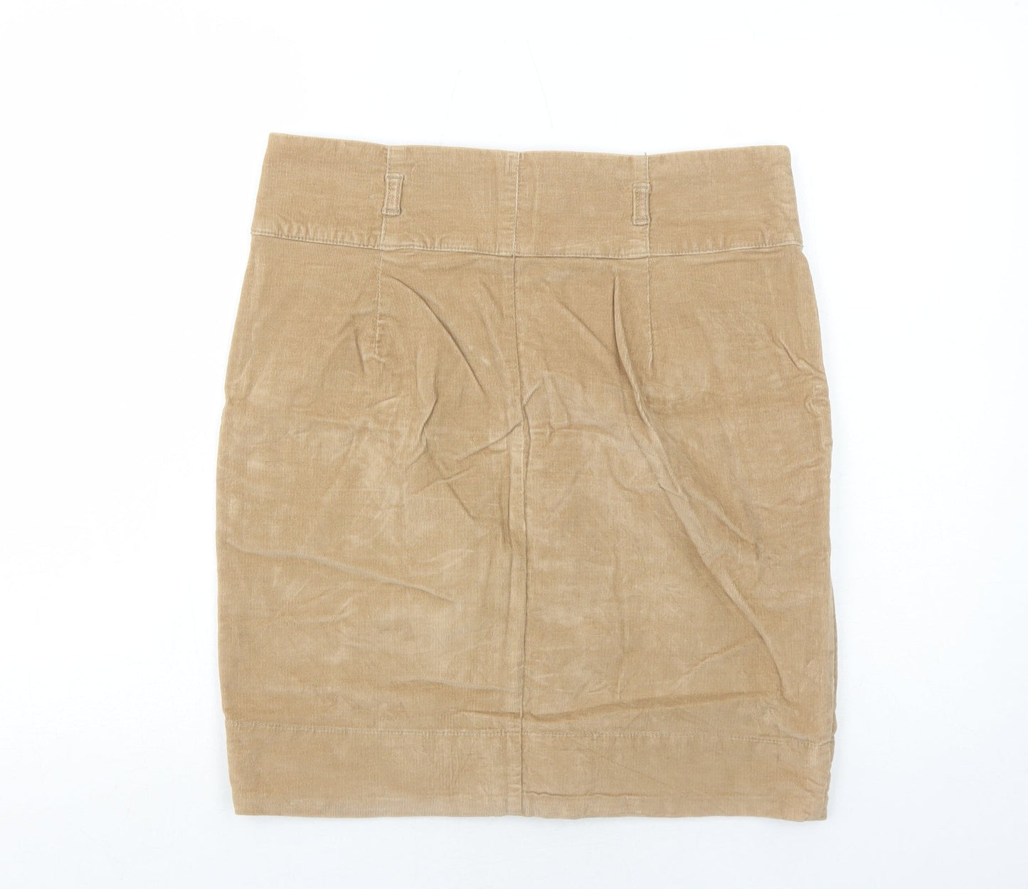 Zara Womens Brown Cotton A-Line Skirt Size L Button