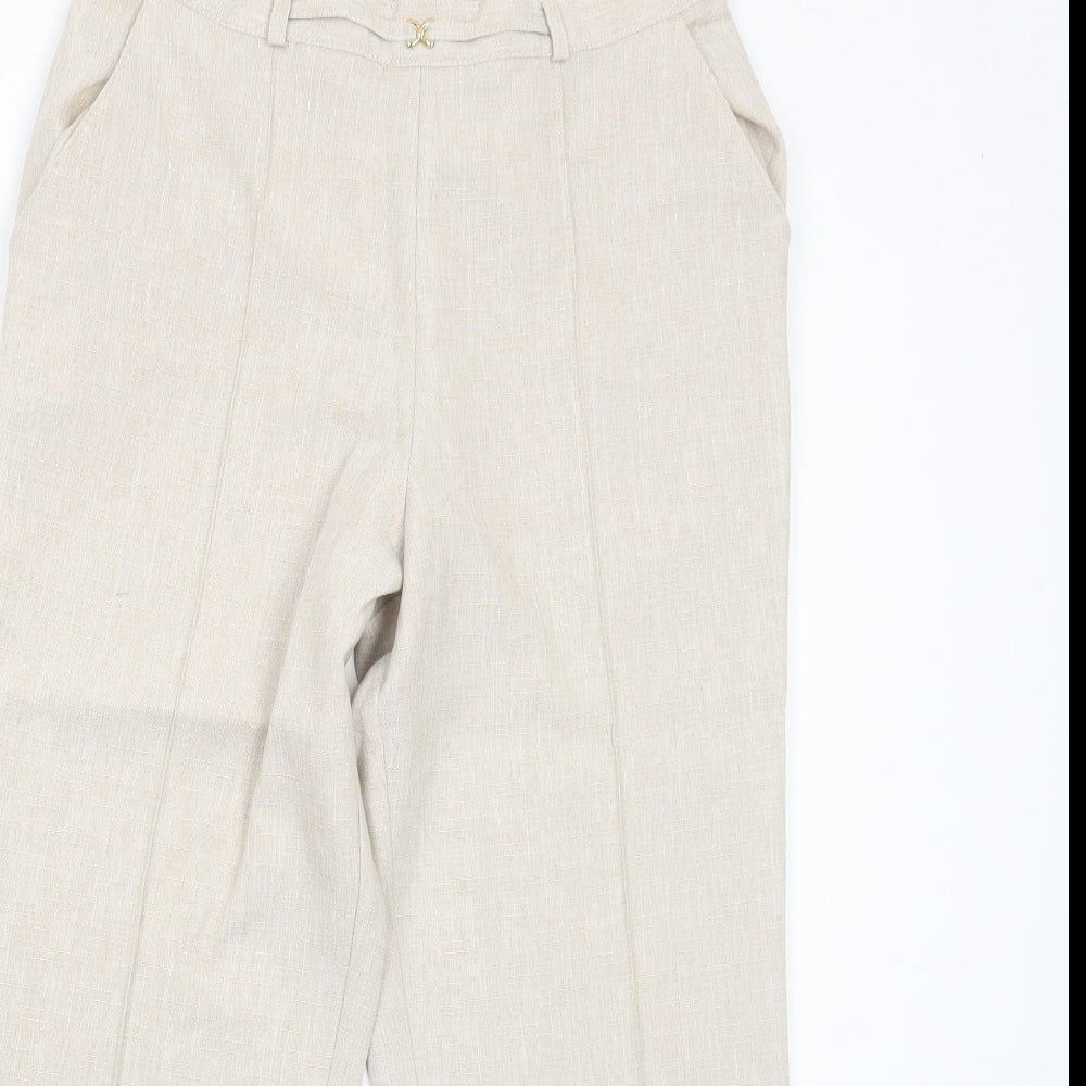 Marks and Spencer Womens Ivory Polyester Trousers Size 12 Regular