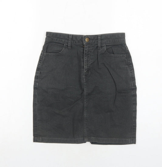 American Apparel Womens Grey Cotton A-Line Skirt Size S Zip