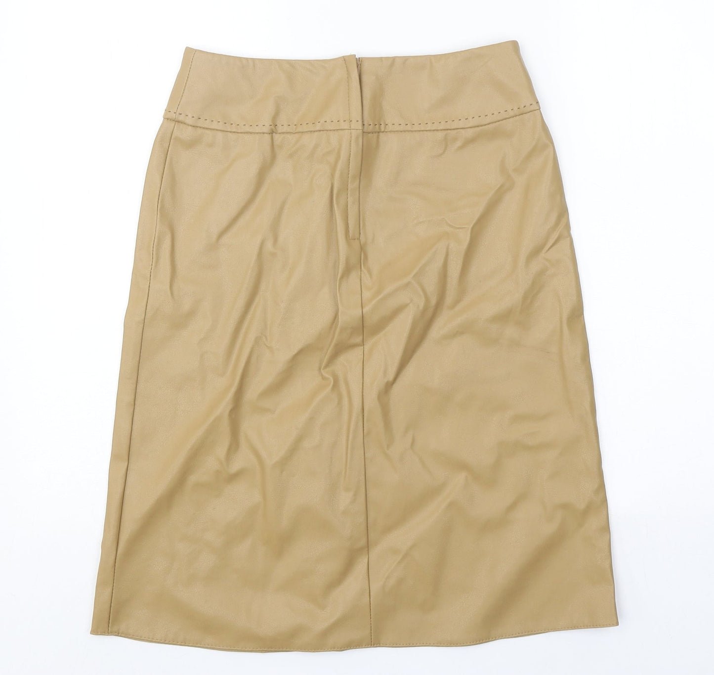 River Island Womens Brown Polyurethane A-Line Skirt Size 8 Zip