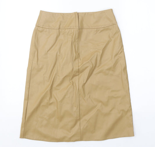 River Island Womens Brown Polyurethane A-Line Skirt Size 8 Zip