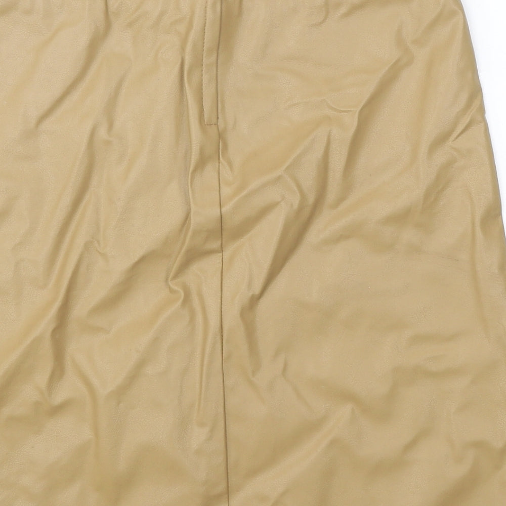 River Island Womens Brown Polyurethane A-Line Skirt Size 8 Zip