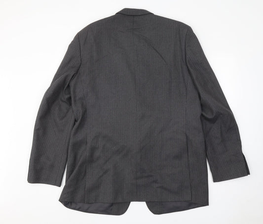 Greenwoods Mens Grey Striped Wool Jacket Suit Jacket Size 46 Regular