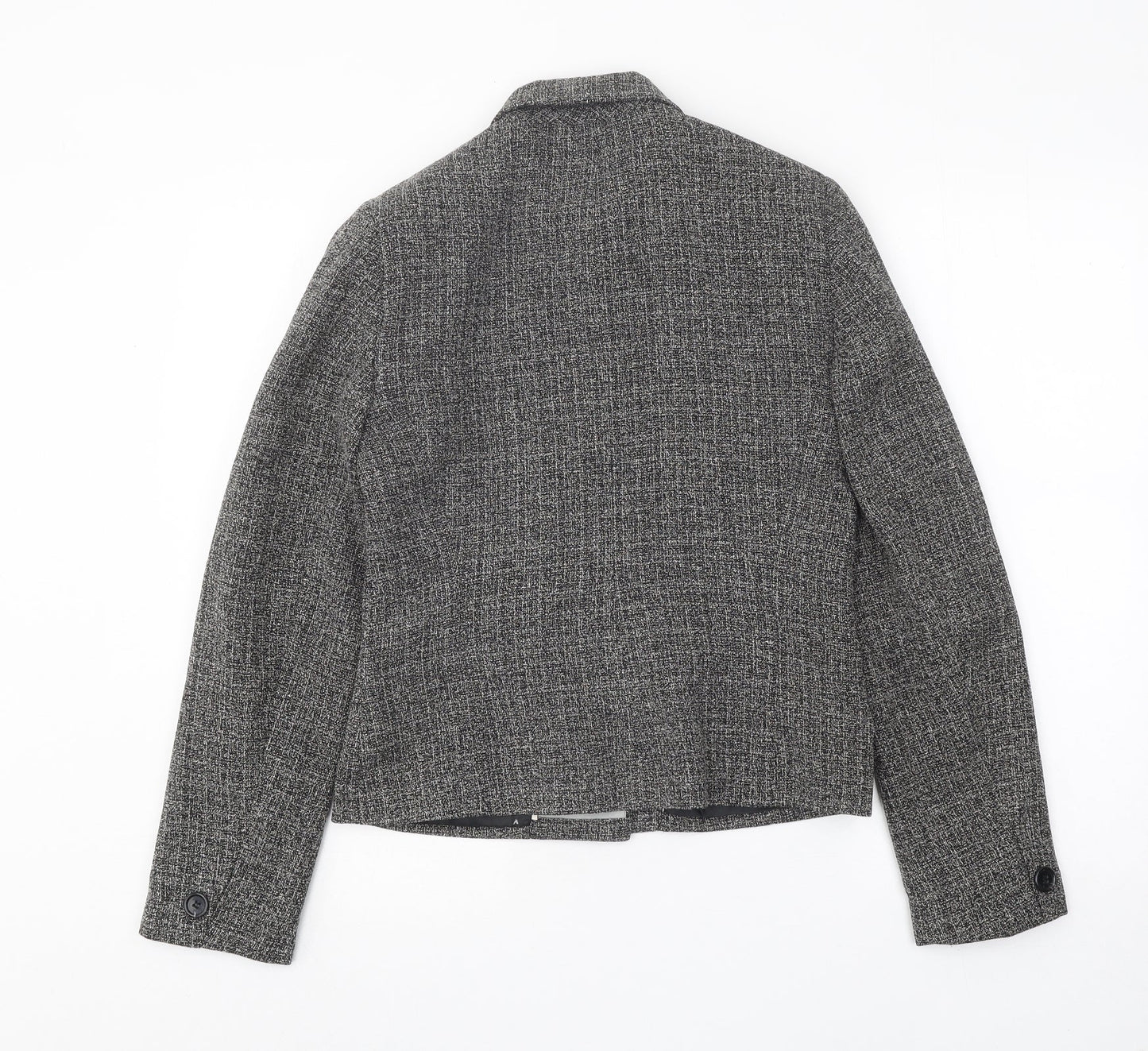 Style Collection Womens Grey Geometric Jacket Blazer Size 8 Button