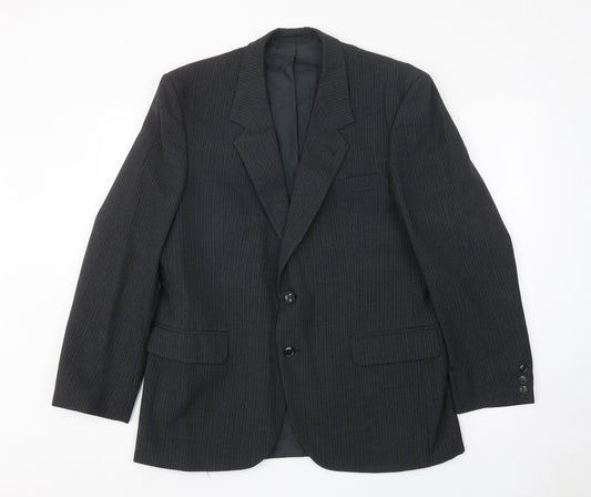 Skopes Mens Black Striped Wool Jacket Suit Jacket Size 42 Regular
