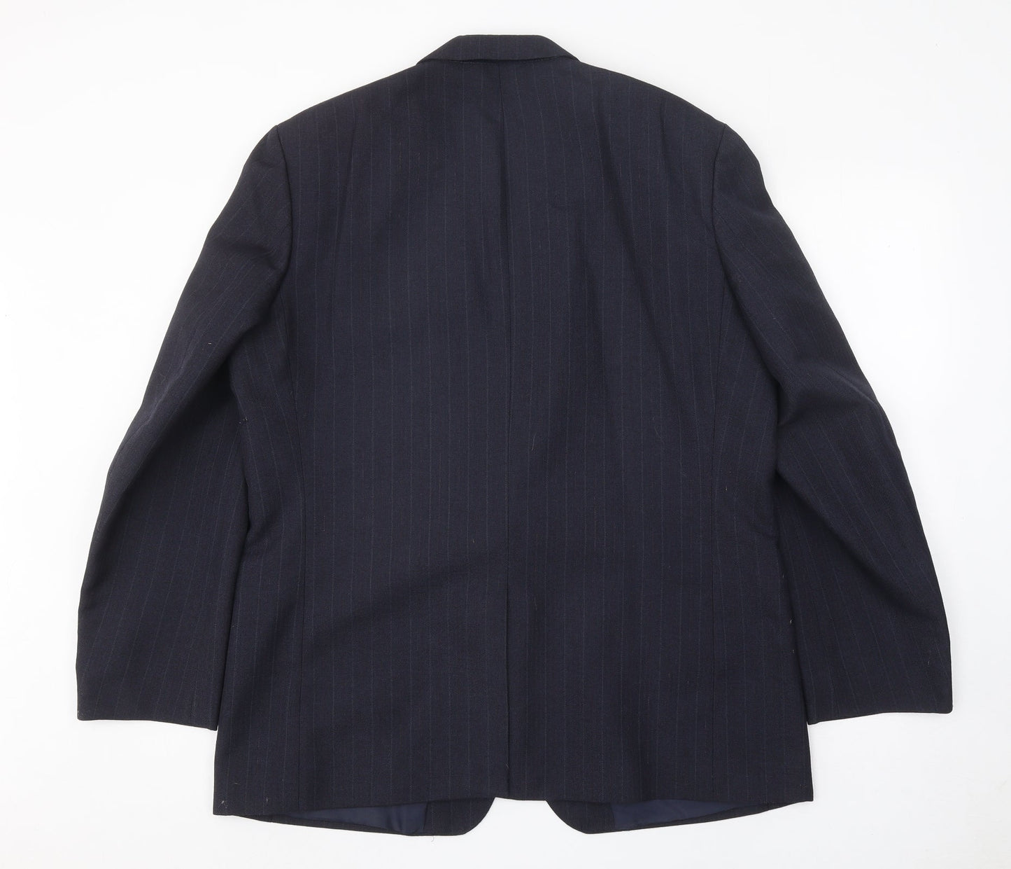 Greenwoods Mens Blue Striped Polyester Jacket Suit Jacket Size 44 Regular