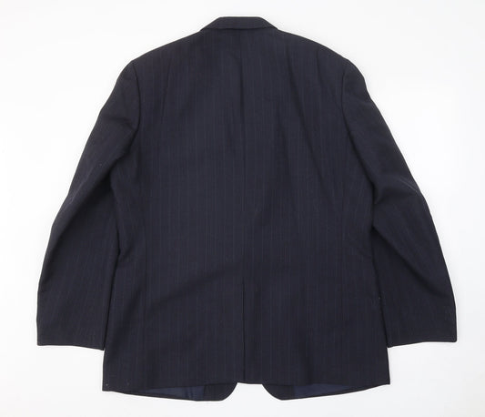 Greenwoods Mens Blue Striped Polyester Jacket Suit Jacket Size 44 Regular