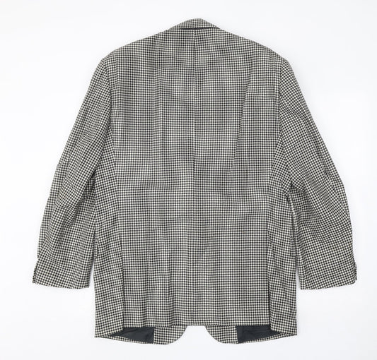 House of Fraser Mens Black Geometric Wool Jacket Blazer Size 40 Regular