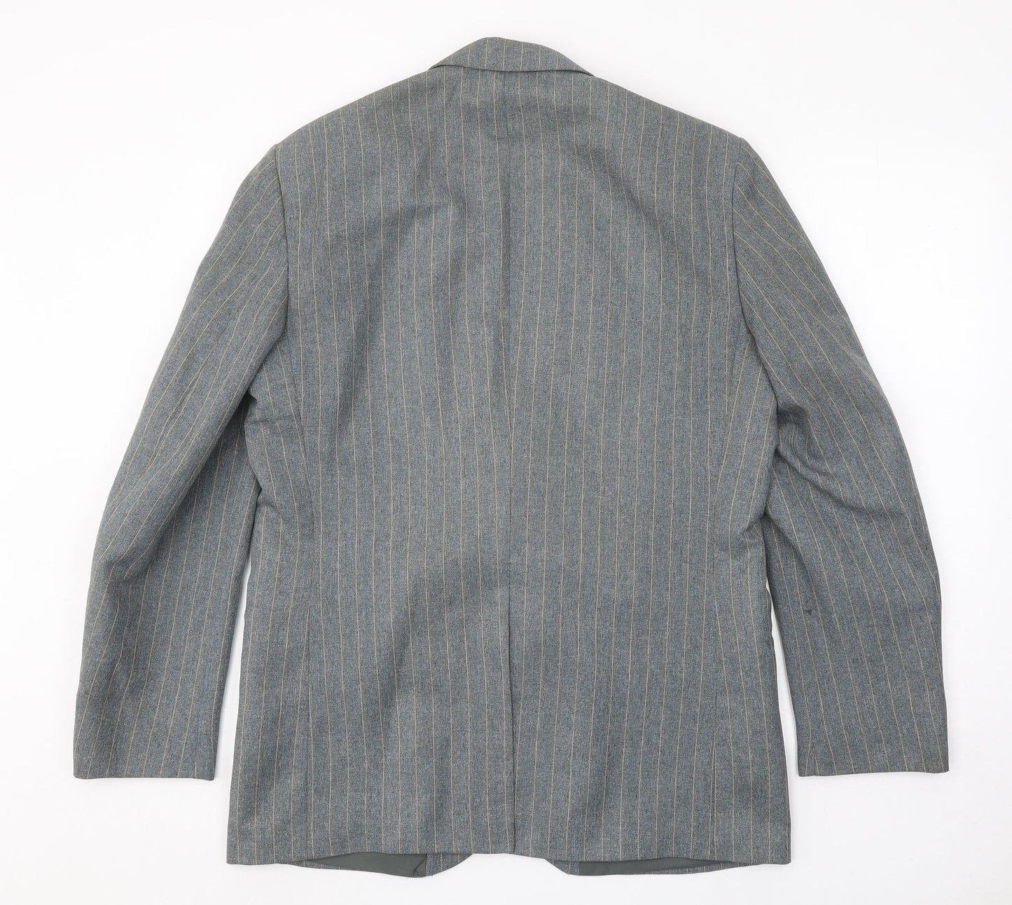 Lincroft Mens Grey Striped Polyester Jacket Suit Jacket Size 40 Regular