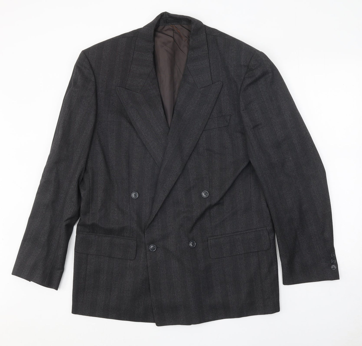NEXT Mens Grey Striped Polyester Jacket Suit Jacket Size 40 Regular