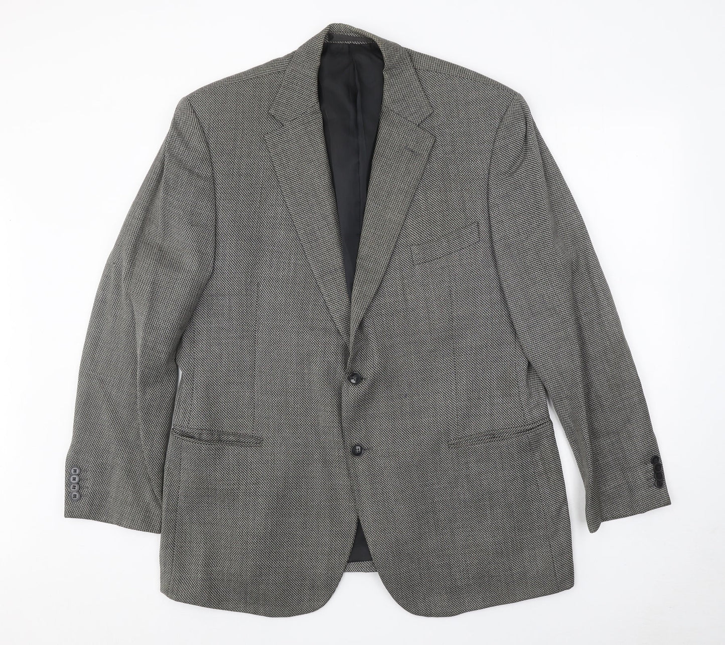 Collezione Mens Grey Geometric Wool Jacket Blazer Size 44 Regular