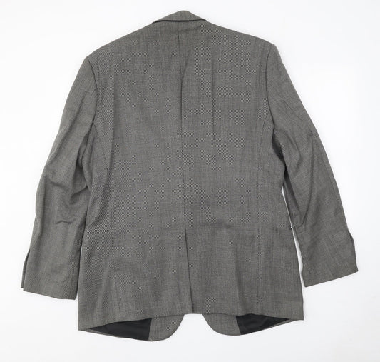Collezione Mens Grey Geometric Wool Jacket Blazer Size 44 Regular