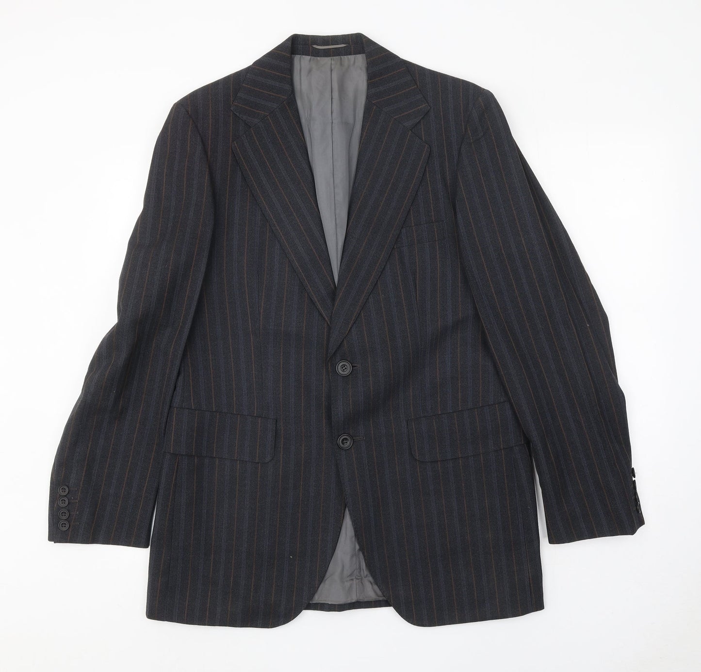 Steegan Mens Blue Striped Wool Jacket Suit Jacket Size 40 Regular