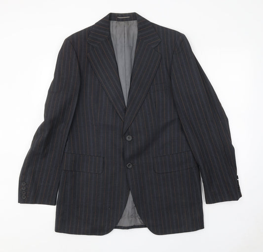 Steegan Mens Blue Striped Wool Jacket Suit Jacket Size 40 Regular