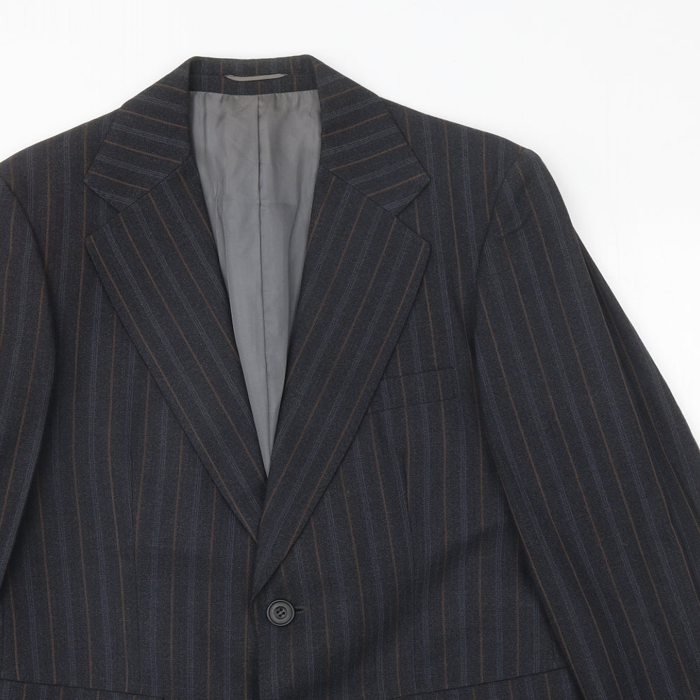 Steegan Mens Blue Striped Wool Jacket Suit Jacket Size 40 Regular