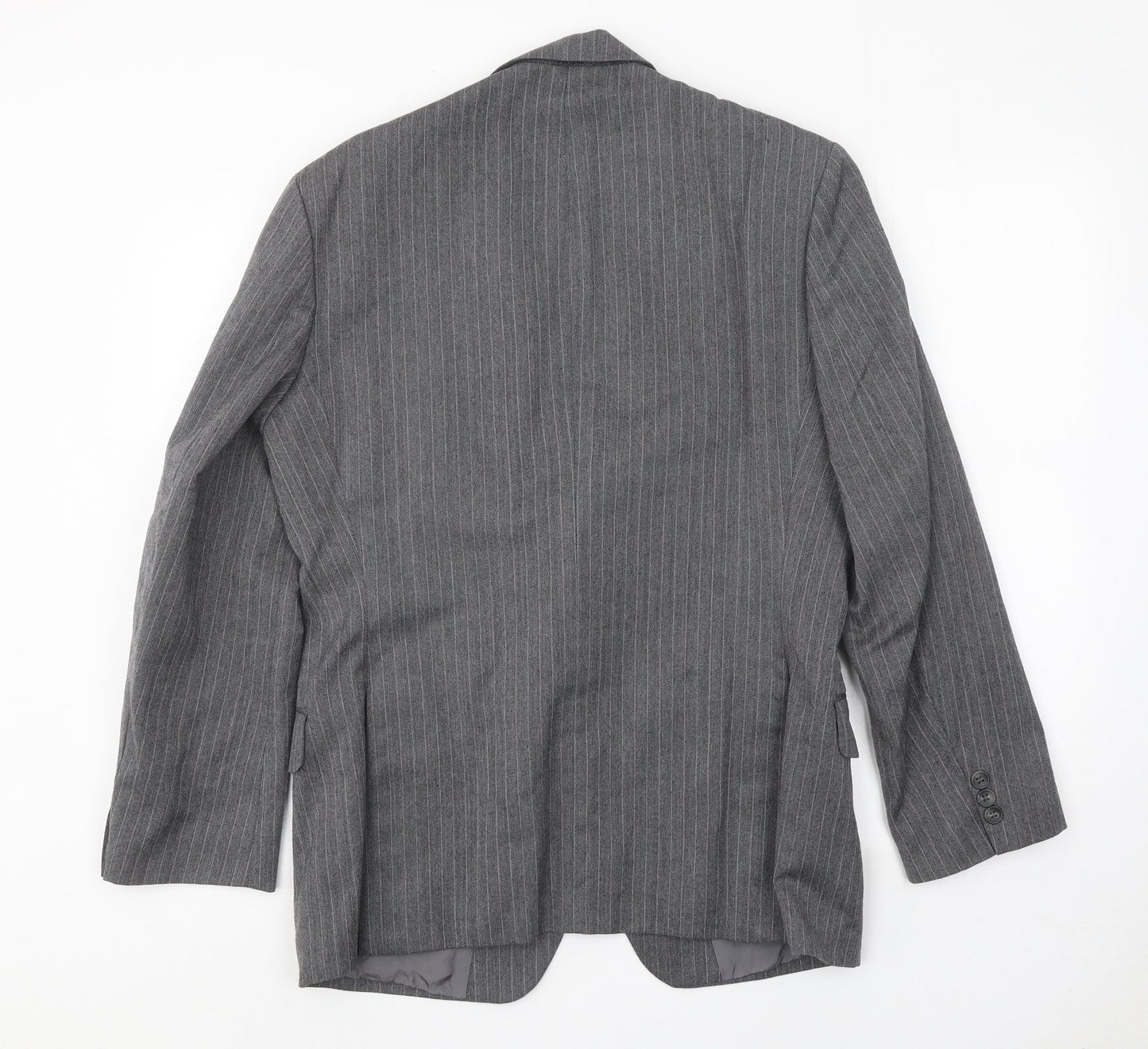 St Michael Mens Grey Striped Wool Jacket Suit Jacket Size 38 Regular