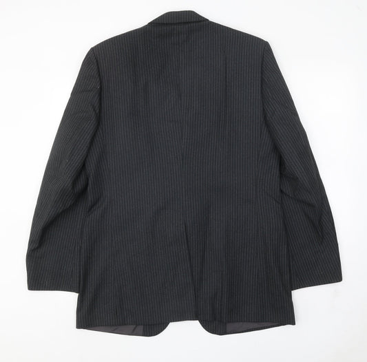 Burton Mens Black Striped Wool Jacket Suit Jacket Size 42 Regular
