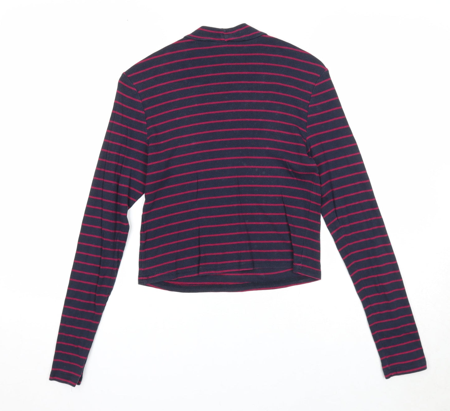 Divided by H&M Womens Blue Round Neck Striped Cotton Pullover Jumper Size M