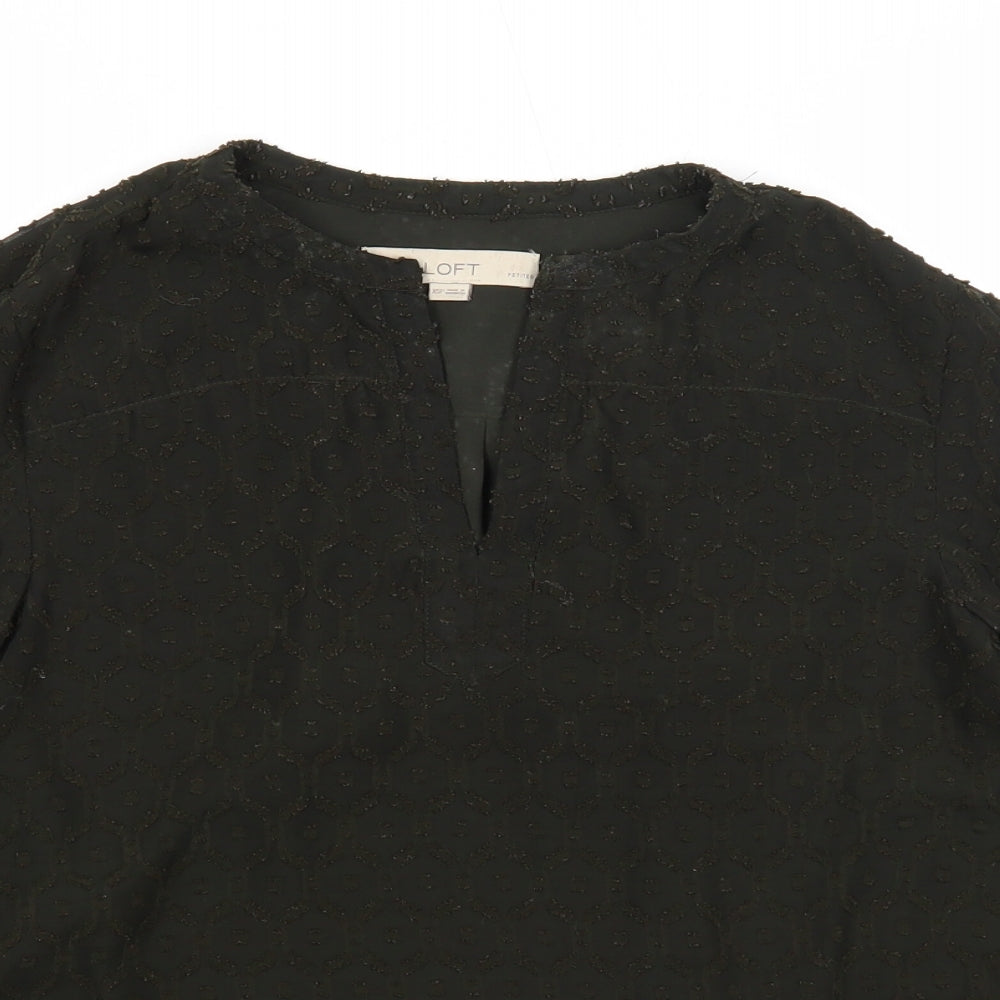 LOFT Womens Green Geometric Polyester Basic Blouse Size XS V-Neck