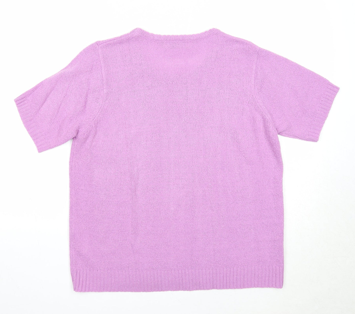 EWM Womens Purple Round Neck Acrylic Pullover Jumper Size 14