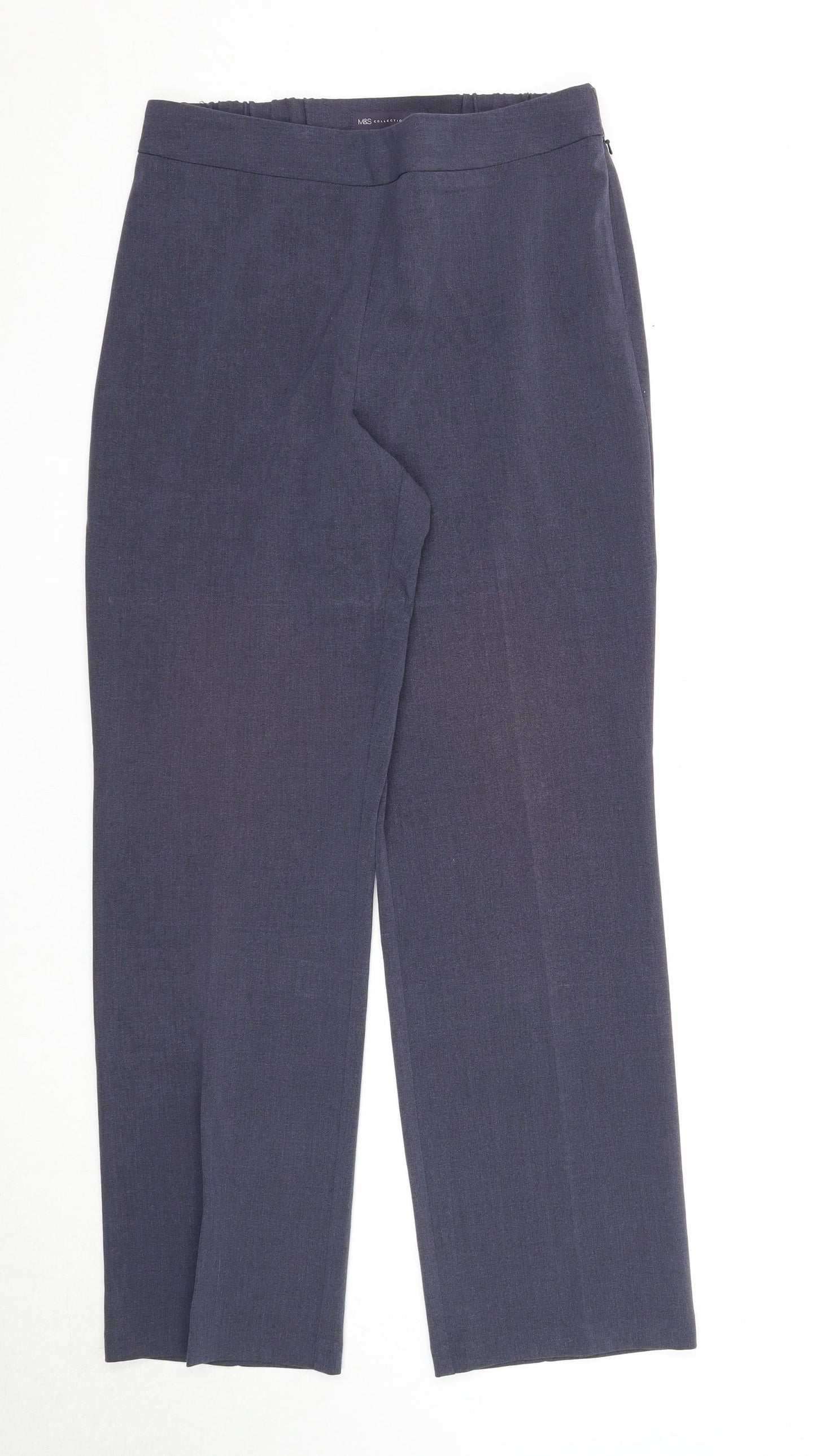 Marks and Spencer Womens Blue Polyester Dress Pants Trousers Size 10 Regular Zip