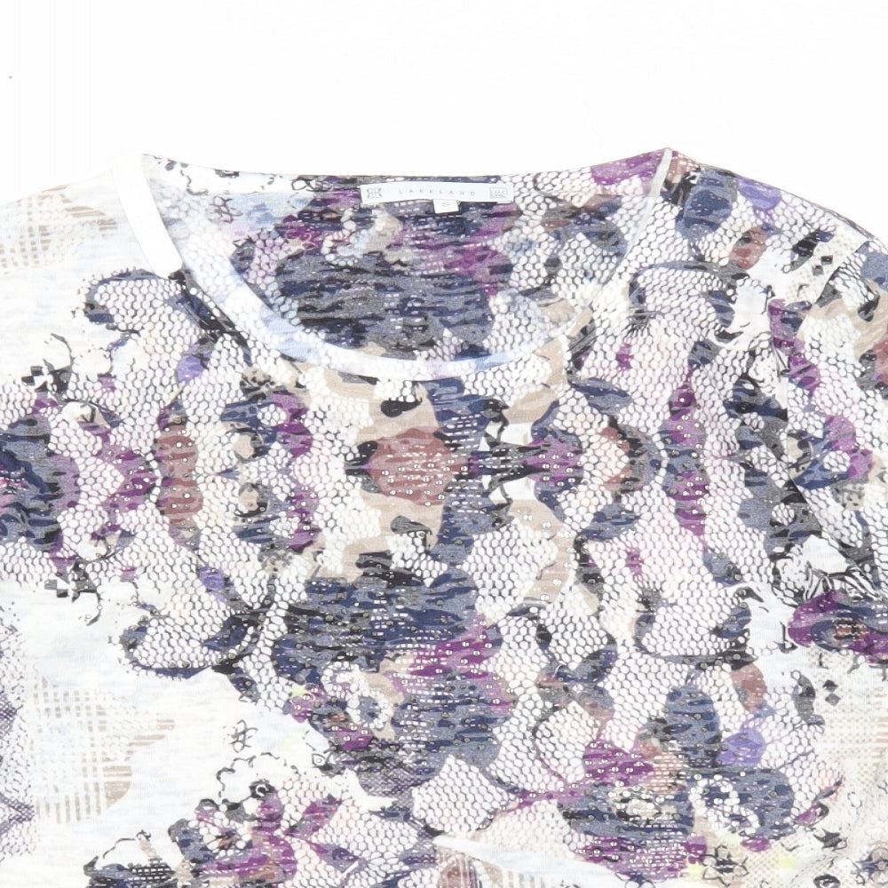 Lakeland Womens Multicoloured Floral Polyester Basic T-Shirt Size S Round Neck