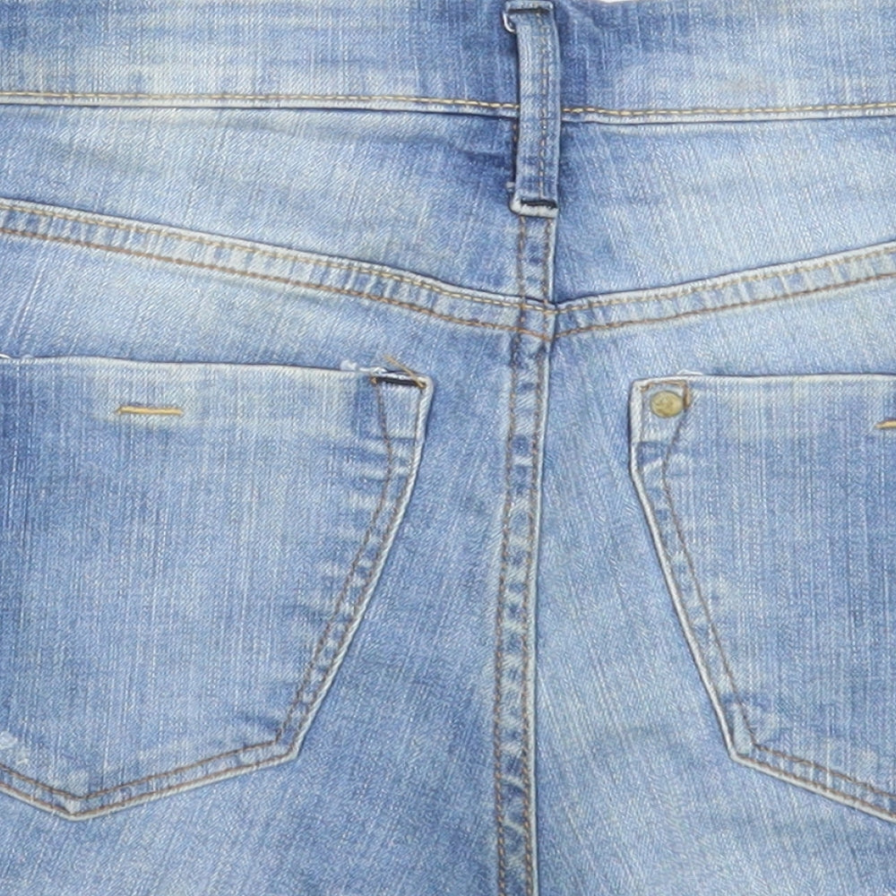 &Denim Womens Blue Cotton Cut-Off Shorts Size 4 Regular Zip