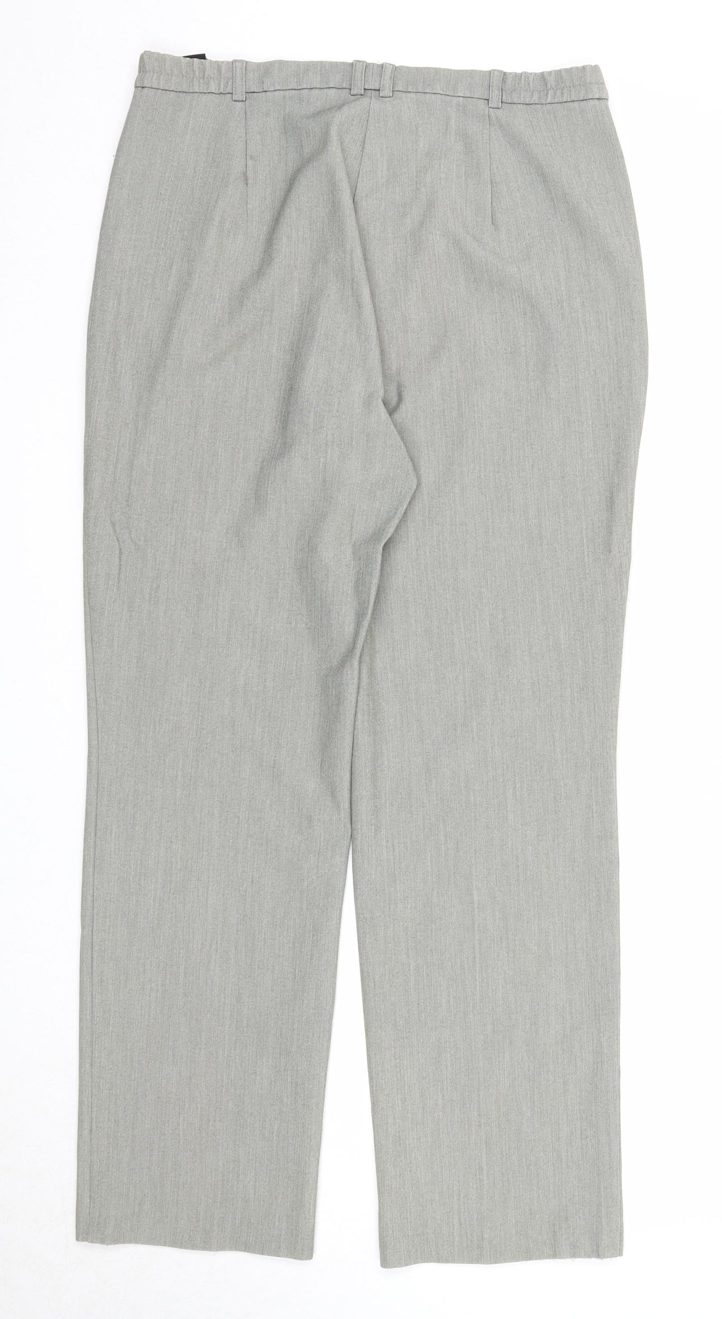 Marks and Spencer Womens Grey Polyester Trousers Size 12 Regular Zip - Zipped Pockets