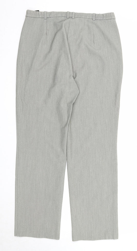 Marks and Spencer Womens Grey Polyester Trousers Size 12 Regular Zip - Zipped Pockets