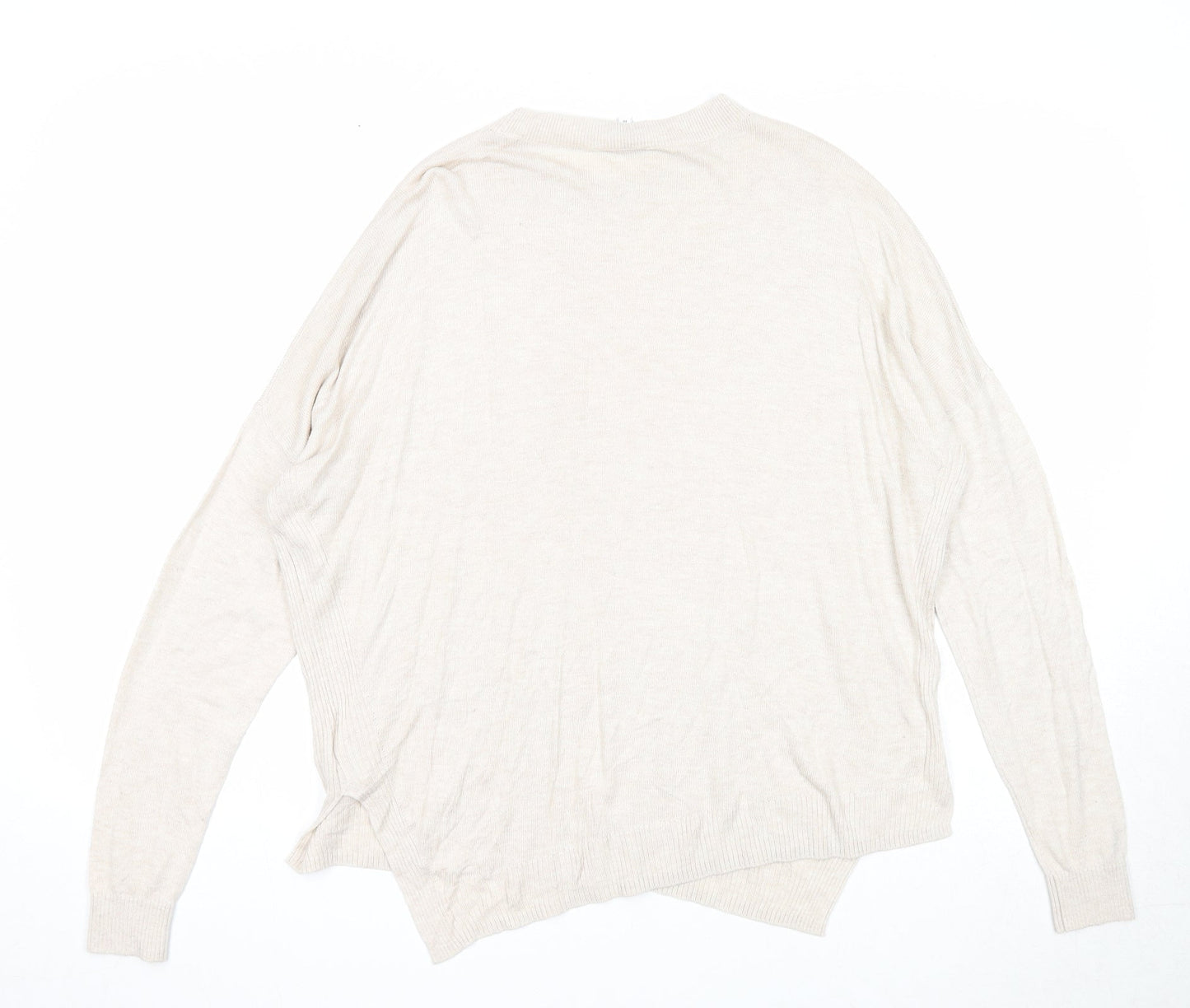 Warehouse Womens Beige Round Neck Modal Pullover Jumper Size 10