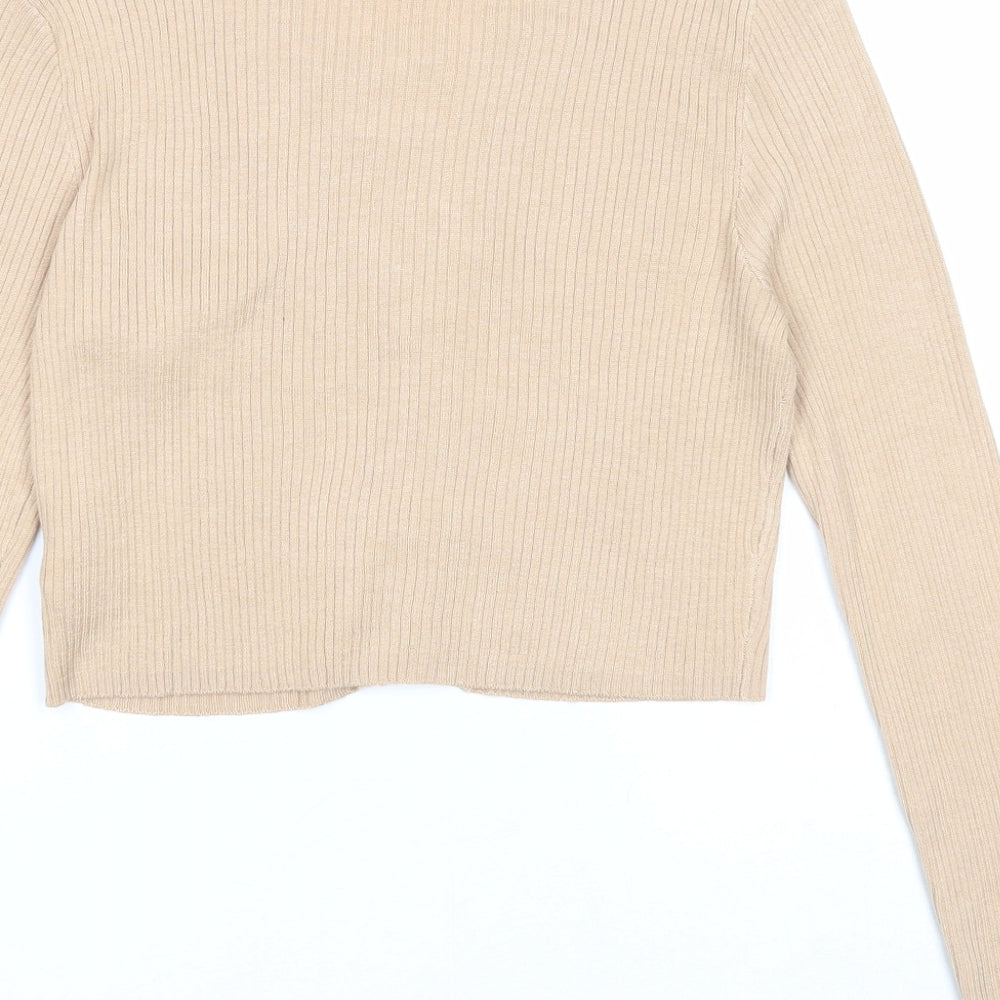 Divided by H&M Womens Beige V-Neck Viscose Cardigan Jumper Size M