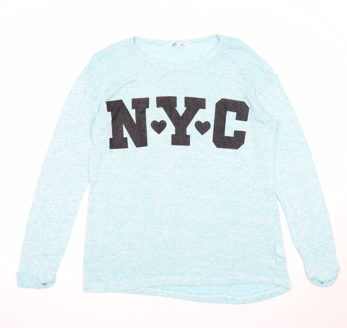 H&M Girls Blue Round Neck Viscose Pullover Jumper Size 14 Years Pullover - NYC