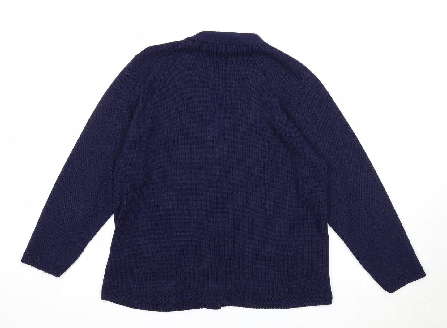 Florida Womens Blue V-Neck Acrylic Cardigan Jumper Size M