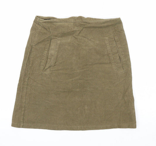New Look Womens Green Polyester A-Line Skirt Size 6 Zip